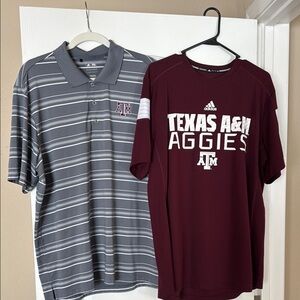 Adidas Aggie Polo and T-Shirt Set - Gray and Maroon